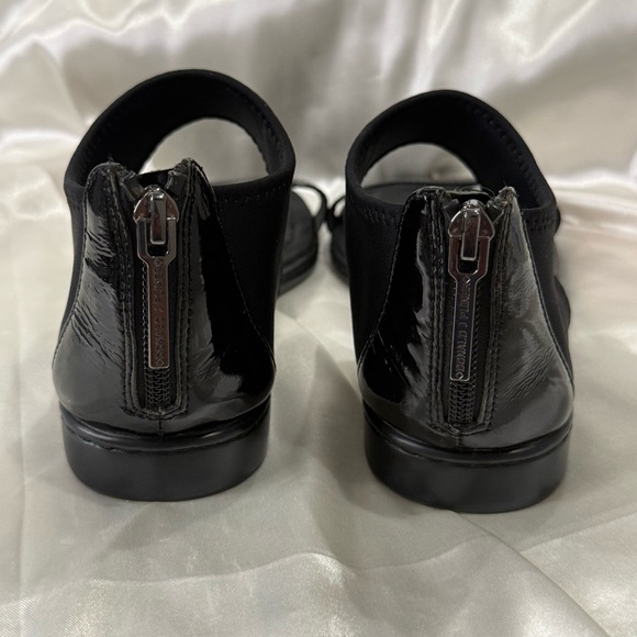Donald J Pliner Gelda Sandals Neoprene Ankle Patent Leather Black Size 6 Chic - Picture 5 of 12
